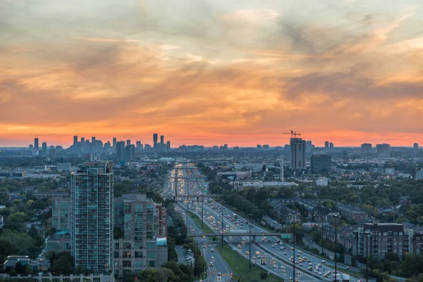 Uitzicht Zonsondergang Boven Toronto Canada Stockfoto