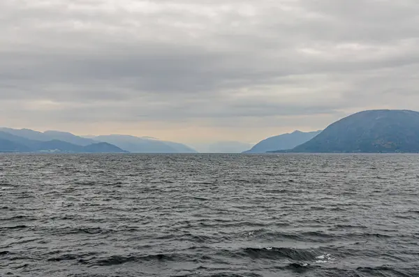 Fjord Visão Queda Dia Nublado Noruega Imagens De Bancos De Imagens