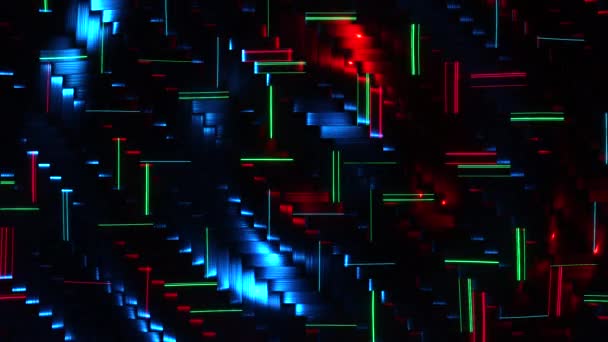 赤と緑の線で炭素繊維の背景 無限のループアニメーション — ストック動画