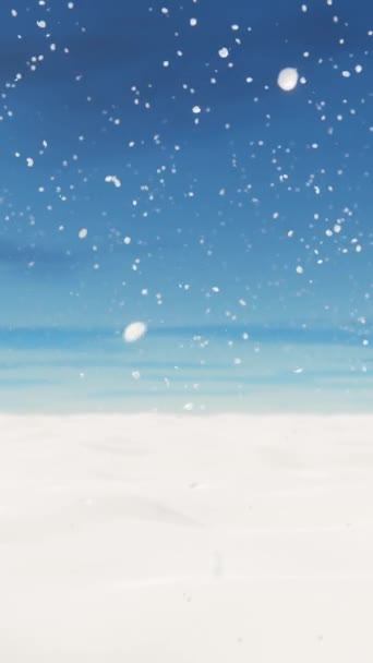 Kar Yağdığında Karla Kaplı Beyaz Ferah Bir Manzara Döngülü Dikey — Stok video