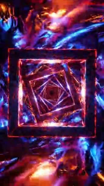 通过闪闪发光的立方体在一个未来派的隧道中飞行 循环垂直视频 — 图库视频影像
