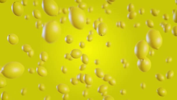 Лимоны Падают Желтый Фон Бесконечно Петлевая Анимация — стоковое видео