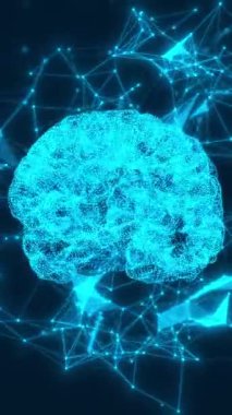 Dijital Beyin hologramının kavramsal 3D animasyonu Dikey Döngülü video