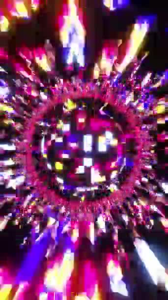 Neon Disco Boll Sömlös Vertikal Loopas Video — Stockvideo