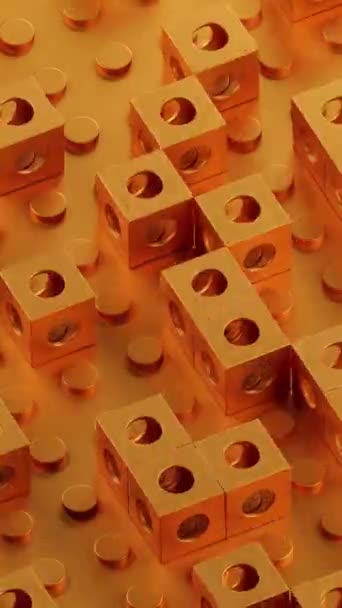Los Cubos Naranjas Con Agujeros Giran Mueven Vídeo Vertical Bucle — Vídeo de stock