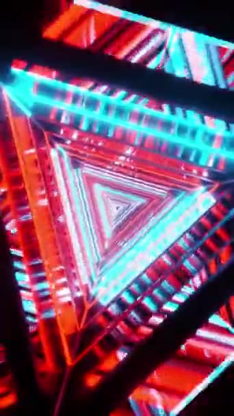 旋转三角形数字隧道飞行的运动图形 垂直环路视频 — 图库视频影像