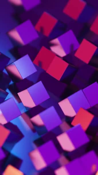 Cubi Metallici Multicolori Rotolano Sulla Superficie Video Loop Verticale — Video Stock