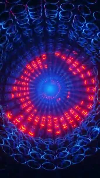 Tunnel Avec Sphères Rouges Lumineuses Déplaçant Vagues Vidéo Boucle Verticale — Video