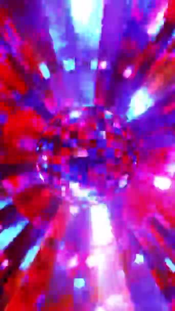 Bola Disco Abstracta Muestra Fondo Púrpura Azul Vídeo Vertical Bucle — Vídeo de stock