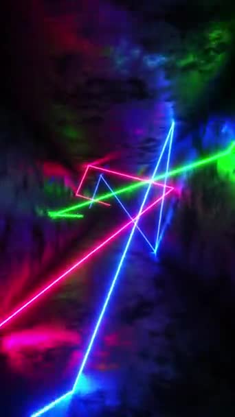 Çok Renkli Lazerler Dikdörtgen Bir Tünelde Hareket Ediyor Dikey Döngü — Stok video