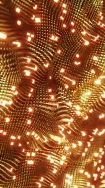 Parlak ve parlak altın küplerden oluşan hareketli dalga yapısı. Dikey döngü videosu