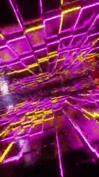 Voler Long Couloir Cubes Lumineux Vidéo Boucle Verticale — Video