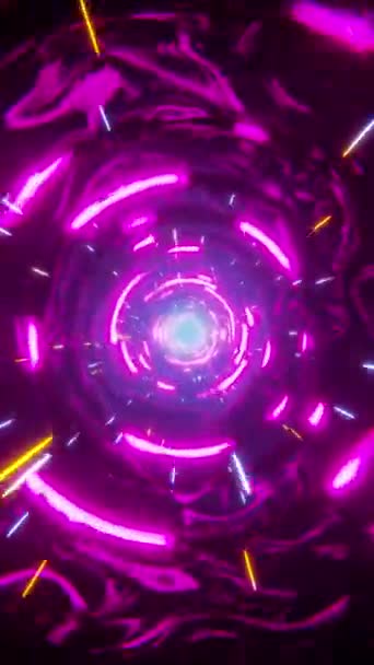 用流动的红色霓虹灯穿过一个幻想的隧道 垂直环路视频 — 图库视频影像