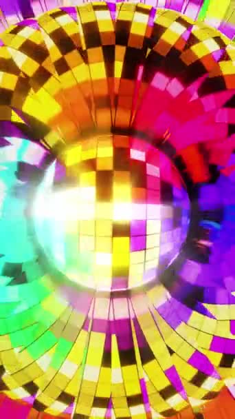 迪斯科舞会在明亮的多彩的背景 垂直环路视频 — 图库视频影像