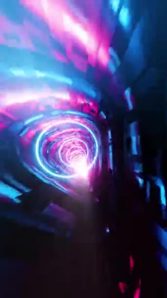 在一个蓝色环状隧道里飞行 垂直环路视频 — 图库视频影像