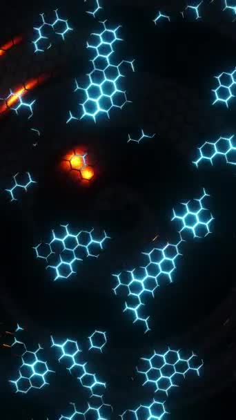 Surface Ondulée Avec Hexagones Fluo Lumineux Vidéo Boucle Verticale — Video