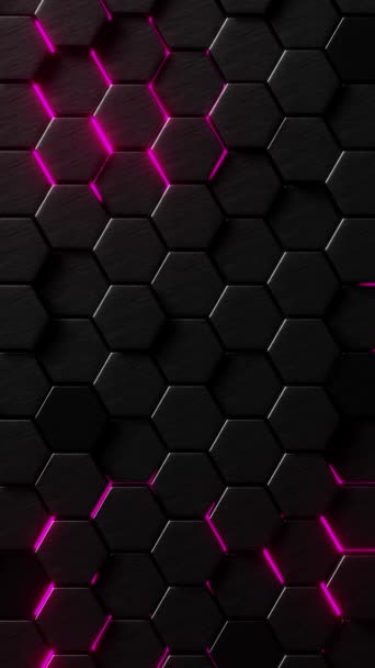 Moving Hexagons Illuminated Red Light Vertical Looped Video — Stock Video