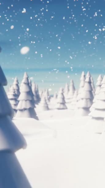 Una Passeggiata Attraverso Una Foresta Innevata Durante Una Nevicata Giorno — Video Stock