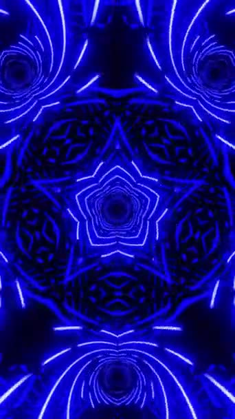 Loop Blue Neon Kaleidoscope Vertical Looped Video — Stock Video