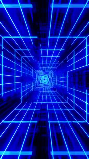 Loop Blue Neon Tunnel Vertical Looped Vídeo — Vídeo de Stock