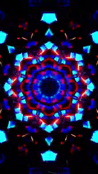Zburând Printr Tunel Cuburi Metal Albastru Portocaliu Verticală Buclă Kaleidoscop — Videoclip de stoc