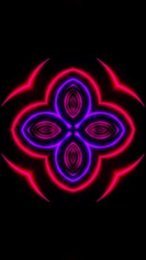 Kırmızı neon kemerlerin altında uçuyor. Dikey döngü Kaleydoskop videosu