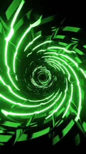 Hipnotik Çizgileri Olan Yeşil Bir Tünel Kusursuz Dikey Döngülü Görüntü — Stok video