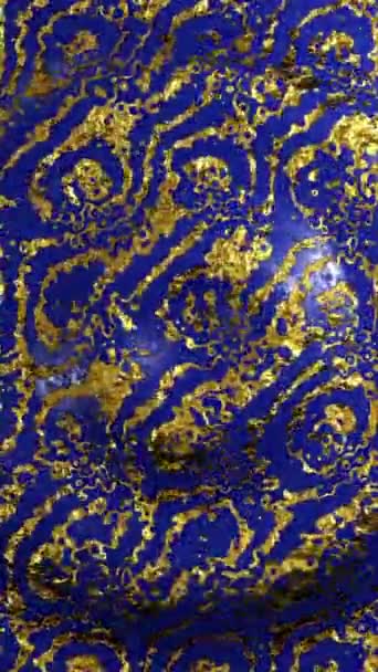 Blue Wavy Background Gold Flecks Vertical Looped Video — Vídeo de stock