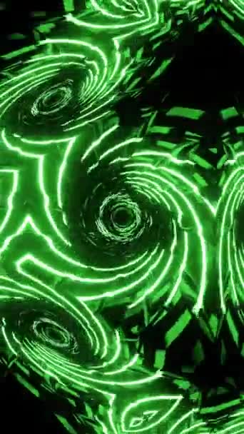 Kalejdoskop Loop Green Neon Wideo Pętli Pionowej — Wideo stockowe