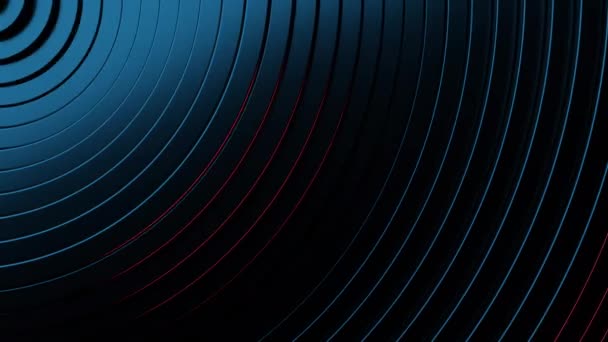 Background Blue Rings Red Backlight Moving Waves Loop Animation — Stockvideo