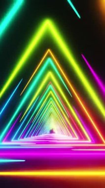 Flying through multicolored triangles painted with light, Infinitely looped animation.