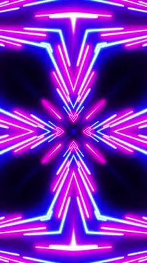 Horizontal glowing lines move in space, Kaleidoscope VJ loop.