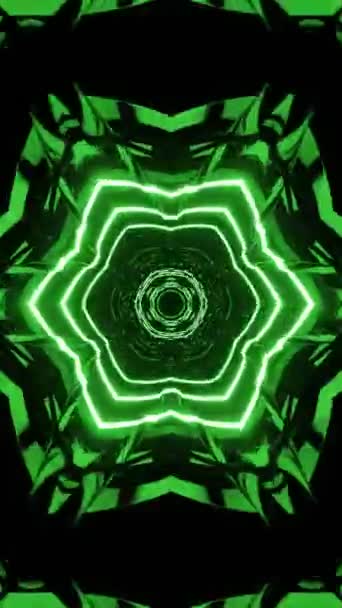 Kalejdoskop Zielony Neonowy Pętla Płynna Animacja — Wideo stockowe