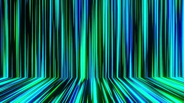 Зелені Сині Лінії Течуть Стіні Підлозі Анімація Циклу — стокове відео