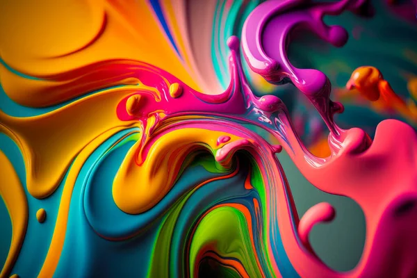 Pintura Abstrata Multicolorida Com Fundo Preto — Fotografia de Stock