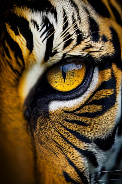 用黄色和黑色条纹紧闭老虎的眼睛 — 图库照片
