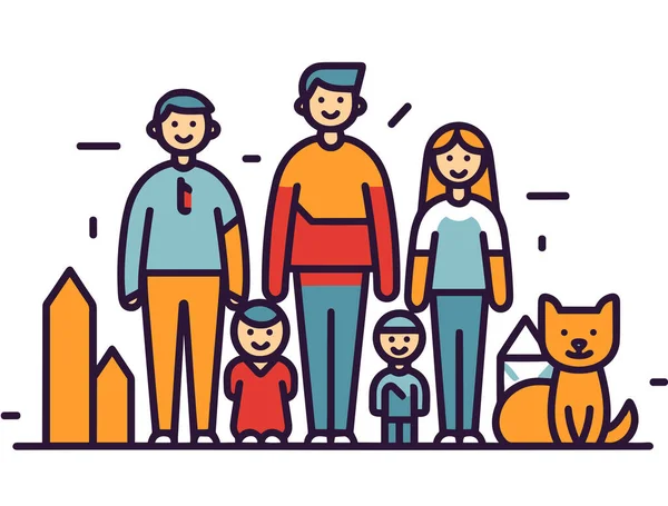 Group People Standing Next Each Other Front Dog — Stock Vector