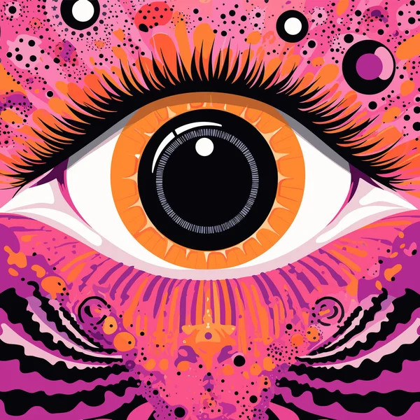 Фарбування Очей Рожевими Оранжевими Чорними Колами Навколо Нього — стоковий вектор