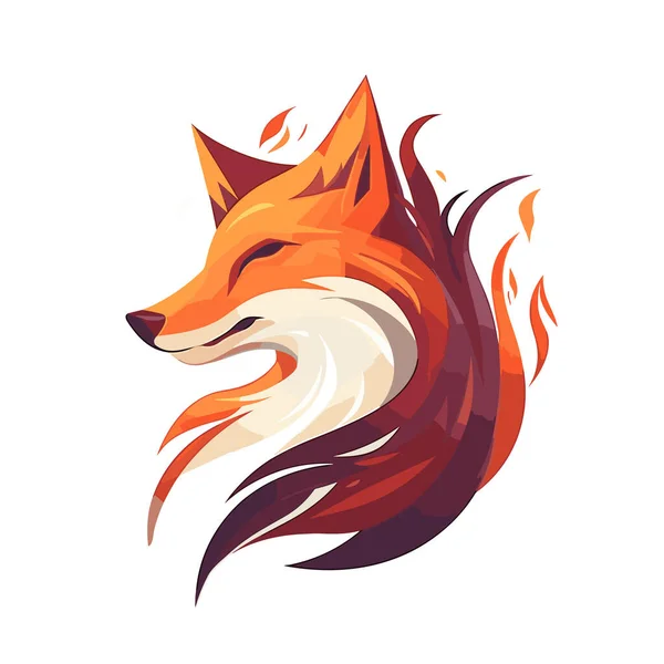 Głowa Foxa Pomarańczowymi Czerwonymi Płomieniami Głowie — Wektor stockowy