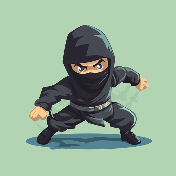 Kapüşonlu Kılıçlı Ninja Kıyafetli Bir Adam — Stok Vektör