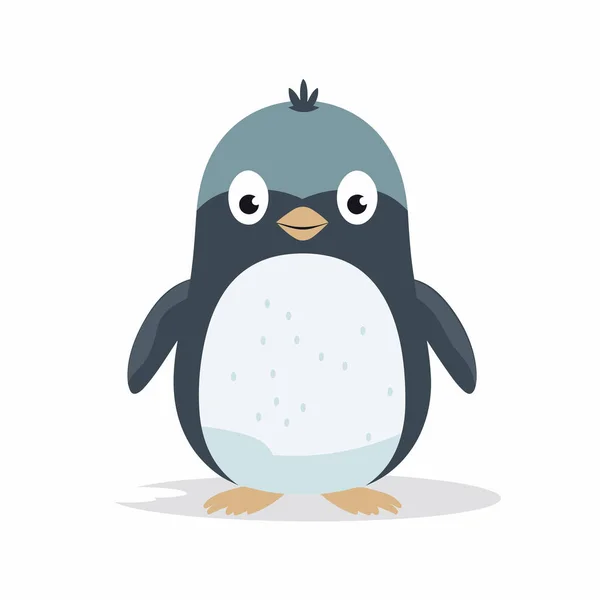 Pinguim Com Grandes Olhos Chapéu Cabeça Está Frente Fundo Branco — Vetor de Stock