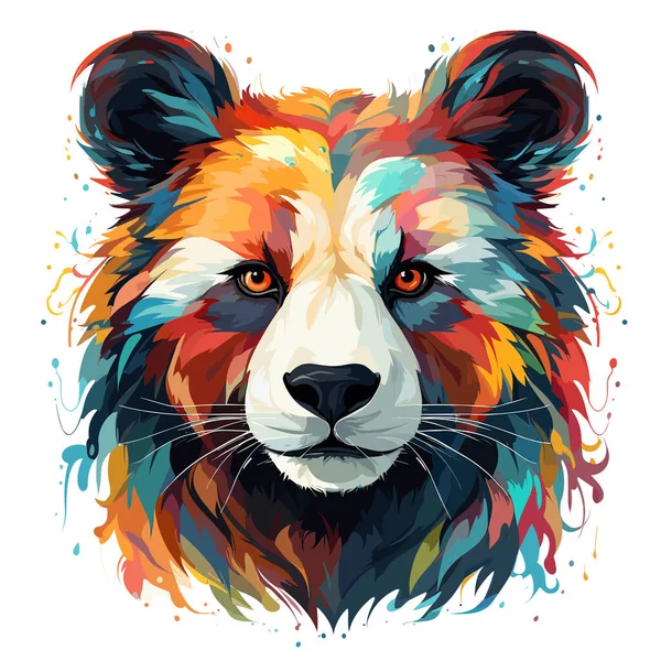 Красочное Медвежье Лицо Показано Этой Красочной Иллюстрации Медвежьего Лица — стоковый вектор