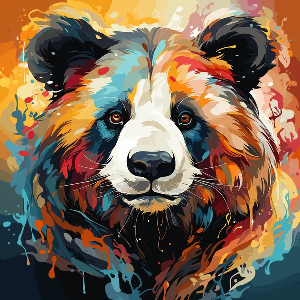 Close Bear Face Paint Splatters — Stock Vector