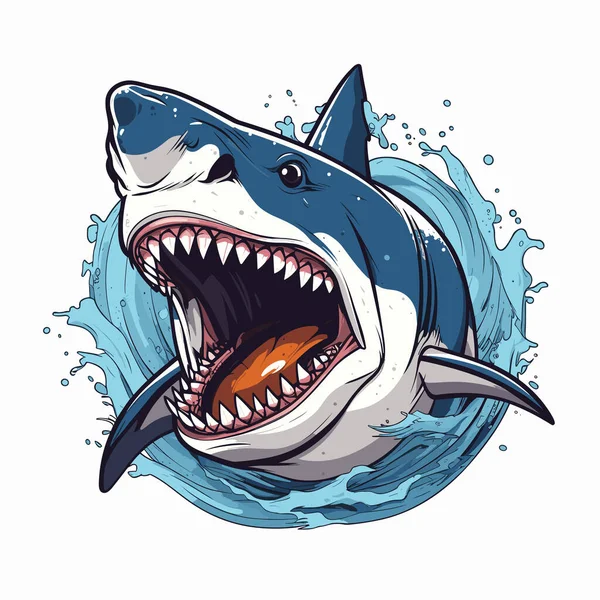 stock vector Shark with its mouth open and it's mouth wide open and it's teeth.