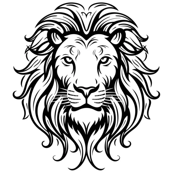 Κεφάλι Λιονταριού Μακριά Χαίτη Λευκό Φόντο — Διανυσματικό Αρχείο