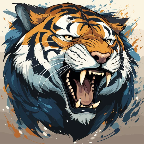 Тигр Открытым Ртом Широко Раскрытым Ртом — стоковый вектор