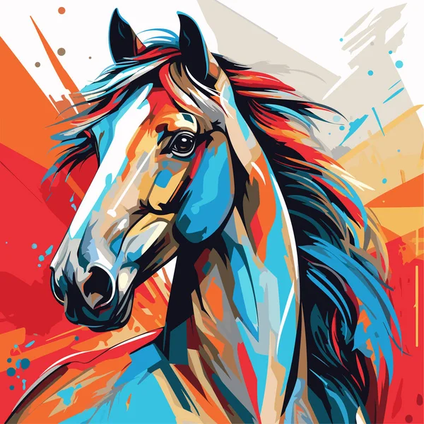 Pintura Cavalo Com Manchas Coloridas Tinta Rosto — Vetor de Stock