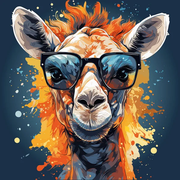 Girafa Usando Óculos Com Respingo Tinta Rosto —  Vetores de Stock