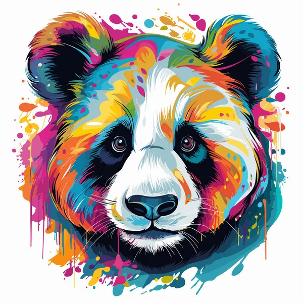 Разноцветная Панда Брызгами Краски Лице — стоковый вектор