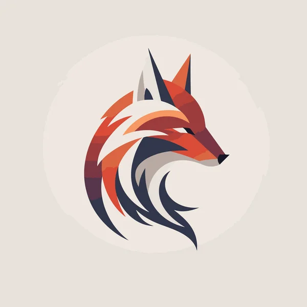 Kırmızı Mavi Kuyruklu Beyaz Arka Planda Fox Kafası — Stok Vektör